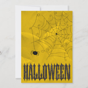 Gruselige Spinnen und Spinnweben Halloween Einladung
