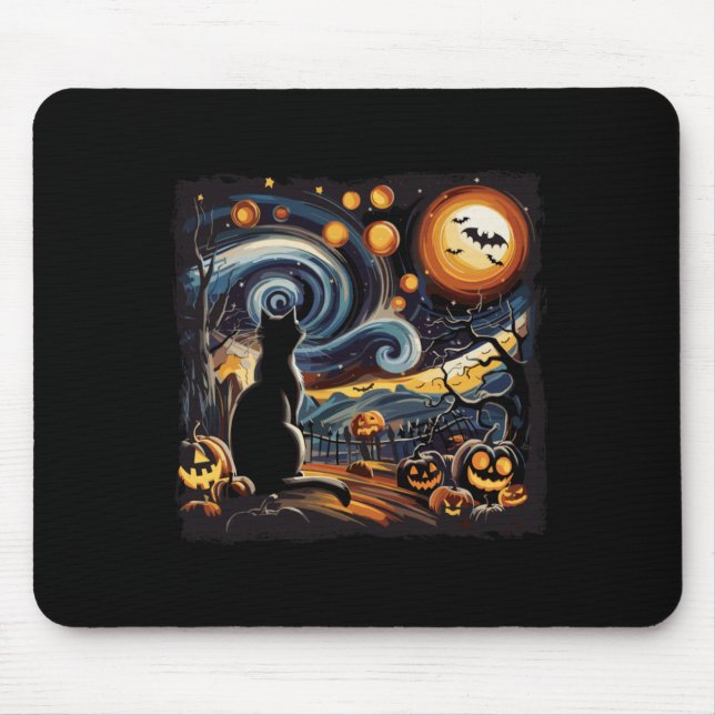 Gruselige Sternenkunst Nachthimmel Kunst Schwarze  Mousepad (Vorne)