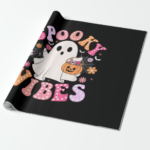 Gruselige Stimmung Geist Retro Groovy Halloween Geschenkpapier