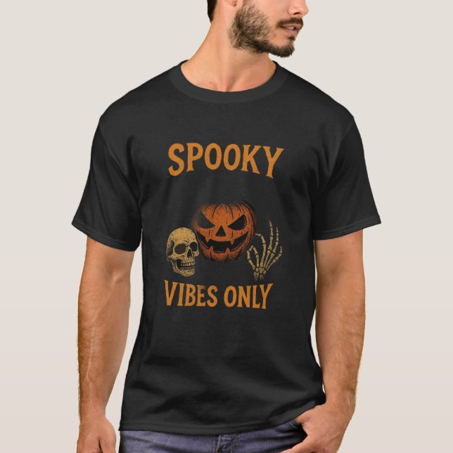 Gruselige Stimmung pur – Halloween-Kürbis & Totenk T-Shirt (Vorderseite)