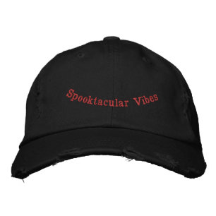 Gruselige Stimmung Schwarze abgenutzte verstellbar Bestickte Baseballkappe