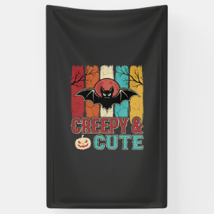 Gruselige süße Halloween-Fledermaus Retro-Grafik Banner