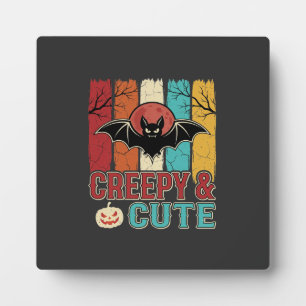 Gruselige süße Halloween-Fledermaus Retro-Grafik Fotoplatte