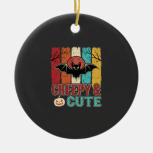 Gruselige süße Halloween-Fledermaus Retro-Grafik Keramik Ornament