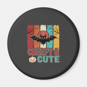 Gruselige süße Halloween-Fledermaus Retro-Grafik Magnet