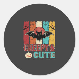 Gruselige süße Halloween-Fledermaus Retro-Grafik Runder Aufkleber
