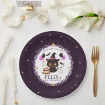Gruselige süße Hexe schwarze Katze Zauberer 1. Geb