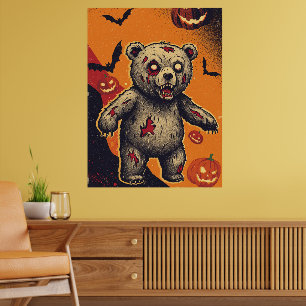 Gruselige Teddybär-Halloween-Illustration Poster