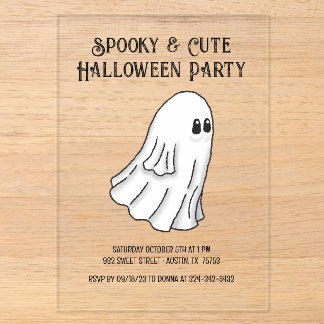 Gruselige und süße Halloween-Geisterparty Acryleinladungen