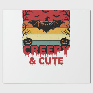 Gruselige und süße Vintage-Fledermaus Halloween Geschenkpapier