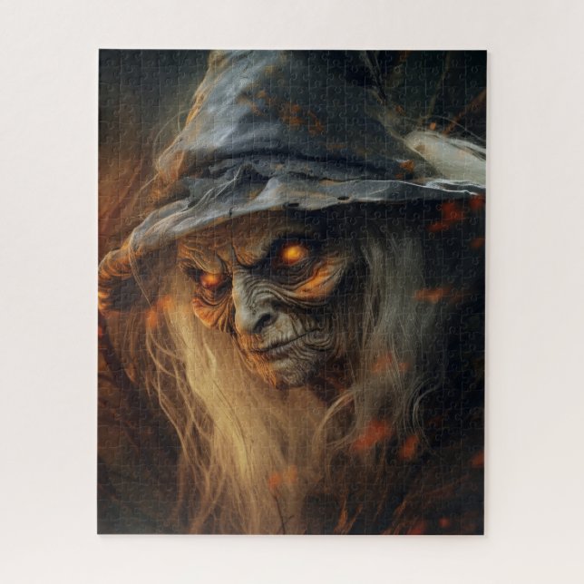 Gruselige unheimliche Halloween-Hexen-Horror  Puzzle (Vertikal)