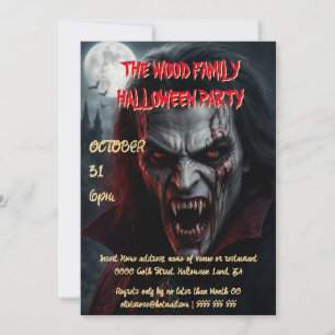Gruselige Vampir-Erwachsenen-Halloween-Party-Einla Einladung