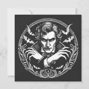 Gruselige Vampir-Retro-Horror-Illustration Karte