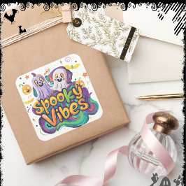 Gruselige Vibes | ExDesigner | Halloween Quadratischer Aufkleber