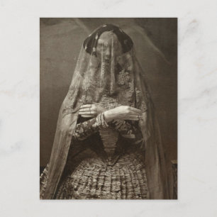 Gruselige viktorianische Fotografie einer toten Fr Postkarte