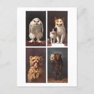 Gruselige viktorianische Tiere Vintage-Postkarte Postkarte