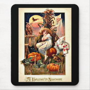 Gruselige Vintage-Halloween-Nacht Mousepad