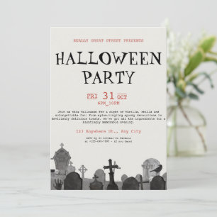 Gruselige Vintage-Halloween-Party, editierbare Hal Einladung
