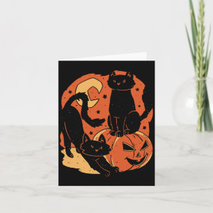 Gruselige Vintage-Halloween-Schwarze Katzen und Kü Karte