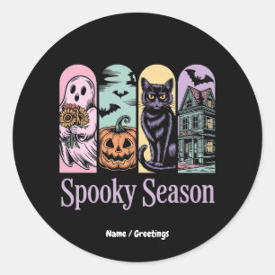 Gruselige Vintage-Halloween-Spooky-Saison süß und Runder Aufkleber