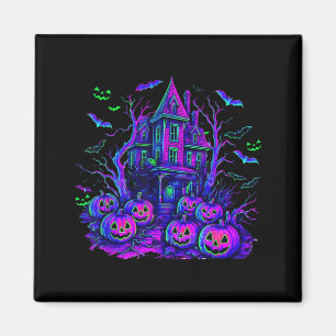 Gruselige Vintage-Halloween-Szene Retro-Kürbis Sch Magnet