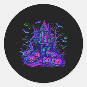 Gruselige Vintage-Halloween-Szene Retro-Kürbis Sch Runder Aufkleber