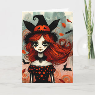 Gruselige Vintage-Hexe Halloween Karte