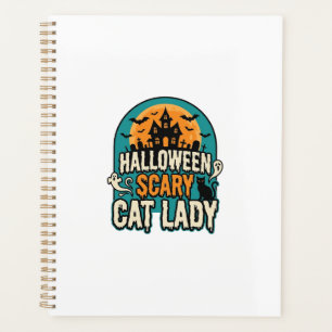 Gruselige Vintage-Hexenhütte Halloween Katzenlady_ Planer