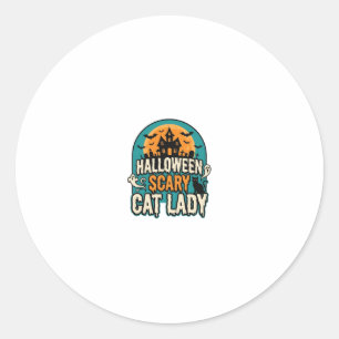 Gruselige Vintage-Hexenhütte Halloween Katzenlady_ Runder Aufkleber