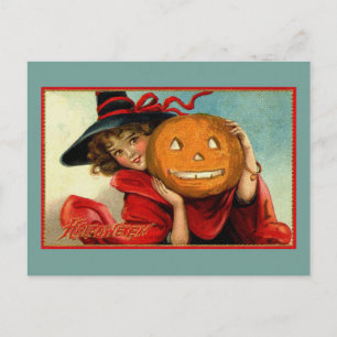 Gruselige Vintage-Illustration zu Halloween Postkarte