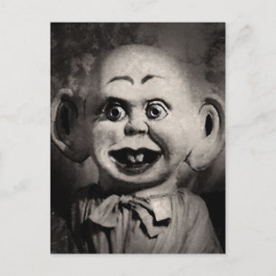 Gruselige Vintage-Puppe Postkarte