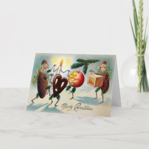 Gruselige Vintage-Tannenzapfen-Weihnachtskarte Feiertagskarte