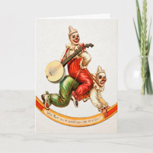 Gruselige Vintage-Weihnachtskarte eines Clowns Feiertagskarte
