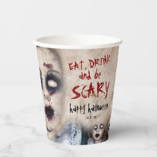 Gruselige Vintage-Zombie-Puppe Halloween-Party Pappbecher