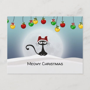 Gruselige Weihnachts-Schwarze Katze Feiertagspostkarte
