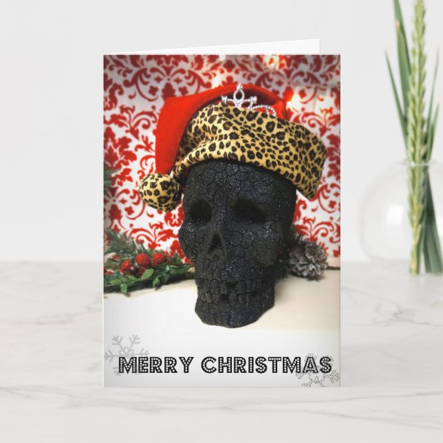 Gruselige Weihnachtskarte Prinzessin-Sankt Skull Feiertagskarte (Vorderseite)