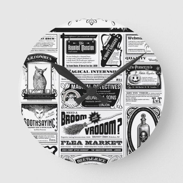 gruselige Zeitung Runde Wanduhr (Vorderseite)