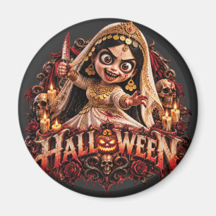 Gruselige Zombie-Braut Halloween-Horror-Kunstprint Magnet