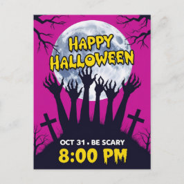 Gruselige Zombie-Hände Vollmond Halloween Feiertagspostkarte