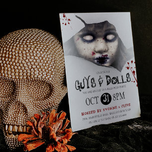 Gruselige Zombie-Puppe Erwachsenen-Halloween-Party Einladung