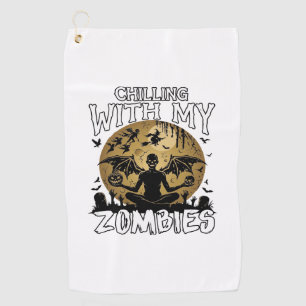 Gruselige Zombies Halloween Geflügelter Dämon Mond Golfhandtuch