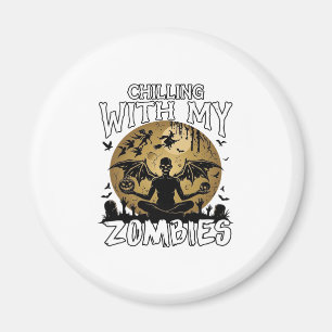 Gruselige Zombies Halloween Geflügelter Dämon Mond Magnet