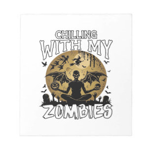 Gruselige Zombies Halloween Geflügelter Dämon Mond Notizblock