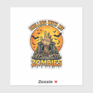 Gruselige Zombies Hand Grabstein Vollmond Fledermä Aufkleber