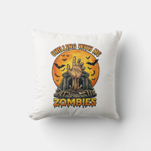 Gruselige Zombies Hand Grabstein Vollmond Fledermä Kissen