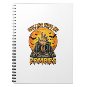 Gruselige Zombies Hand Grabstein Vollmond Fledermä Notizblock