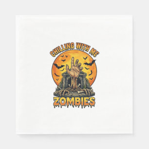 Gruselige Zombies Hand Grabstein Vollmond Fledermä Serviette
