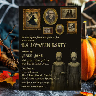 Gruselige Zwillings-Vintage-Raritäten Halloween-Pa Einladung