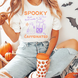 Gruseliger, aber koffeinhaltiger Orange Lila Hallo T-Shirt