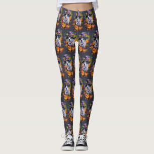 Gruseliger Akita Halloween Hexe und Kürbis Leggings